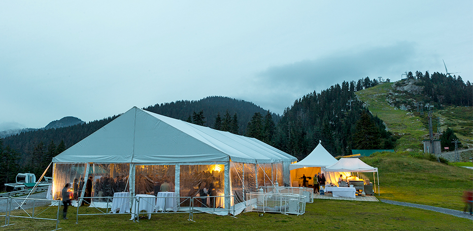 tenting for a venue space in the Grouse Mountain Plaza