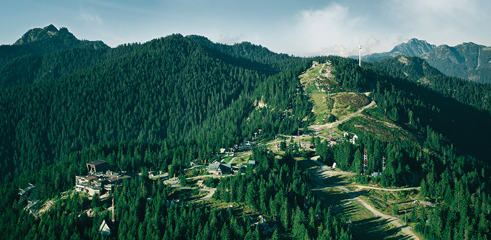 Aerial view of Grouse Mountain in the summer