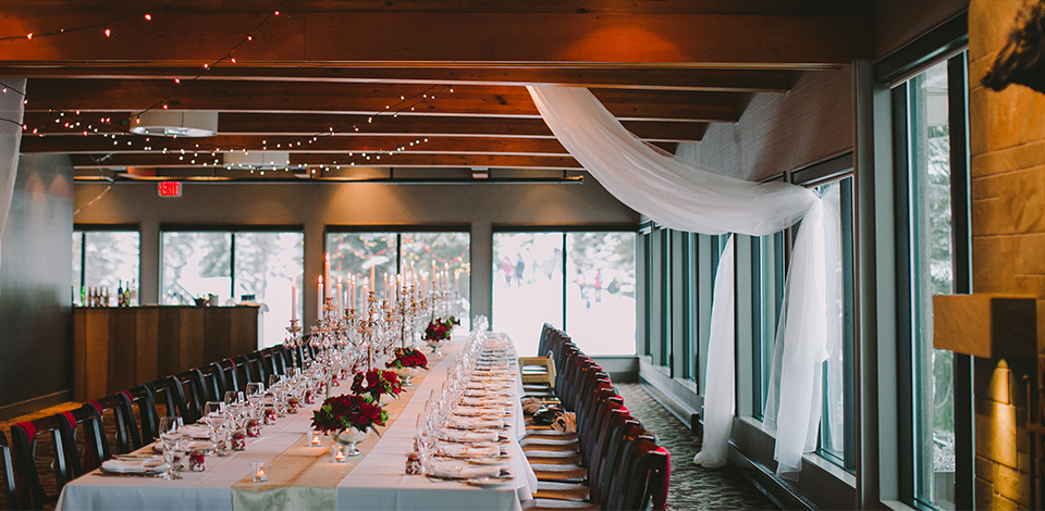 Timber Room decorated for a wedding