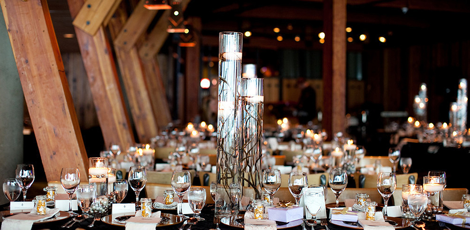 Lupins Cafe decorated for a wedding at Grouse Mountain