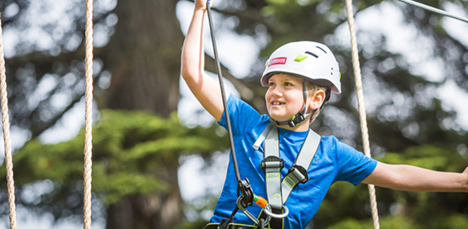 Child on Mountain Ropes Adventure feature.